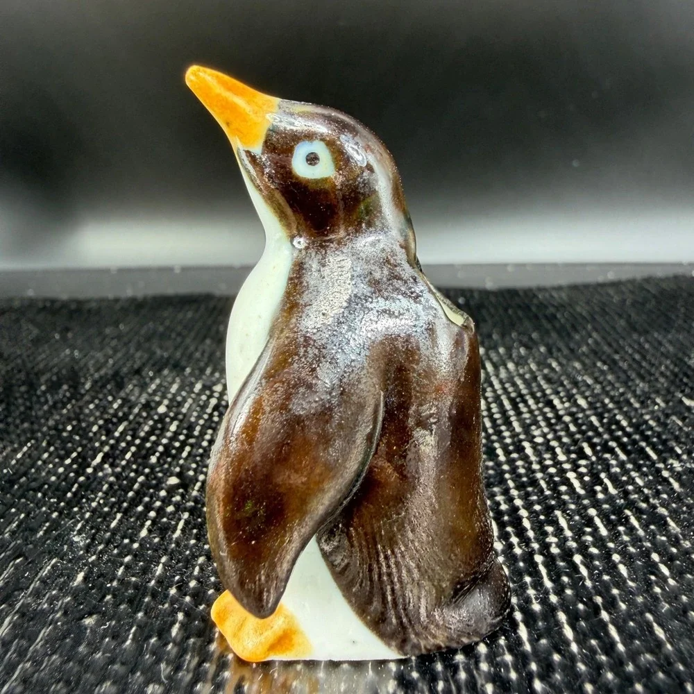 Vintage Ceramic Penguin Toothpick Holder with Colorful Cocktail Picks 2 Inch